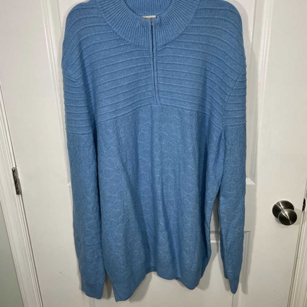 Southern Proper Men's Blissful Blue 1/2 Zip-Up Sweater Size 3XLT